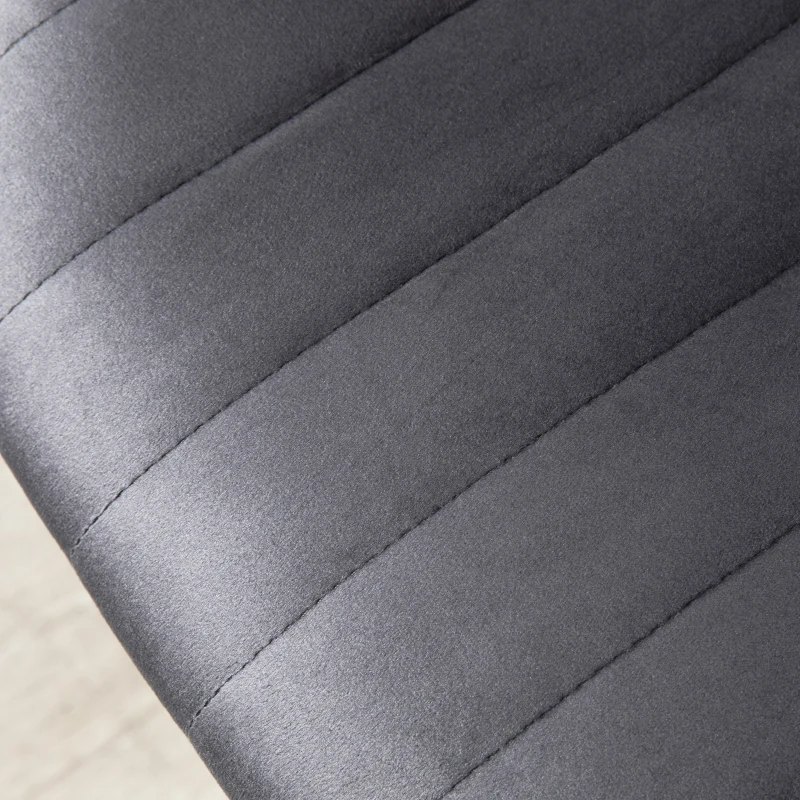 HOMCOM Set 2 Sgabelli da Bar ad Altezza Regolabile con Seduta Ergonomica e Poggiapiedi, Sgabelli Alti in Effetto Velluto e Metallo, 47x51.5x92-114 cm, Grigio