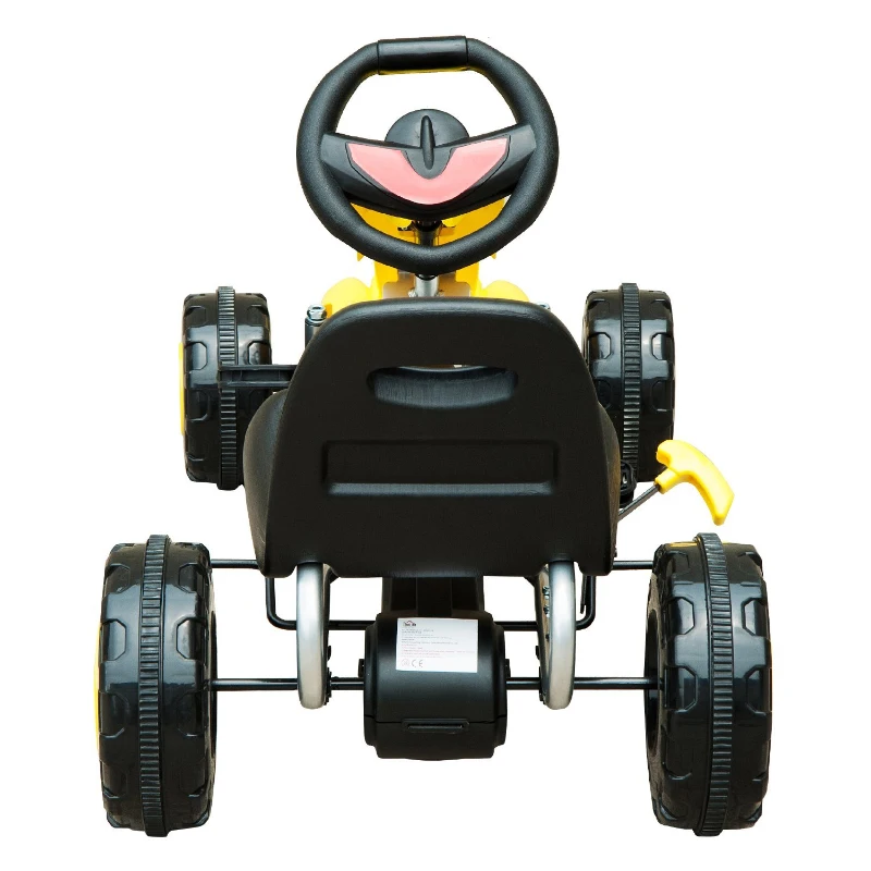 HOMCOM Go Kart Coche de Pedales Deportivo de Acero con Frenos para Niños de 3-5 Años 88x51x48cm Color Negro y Amarillo