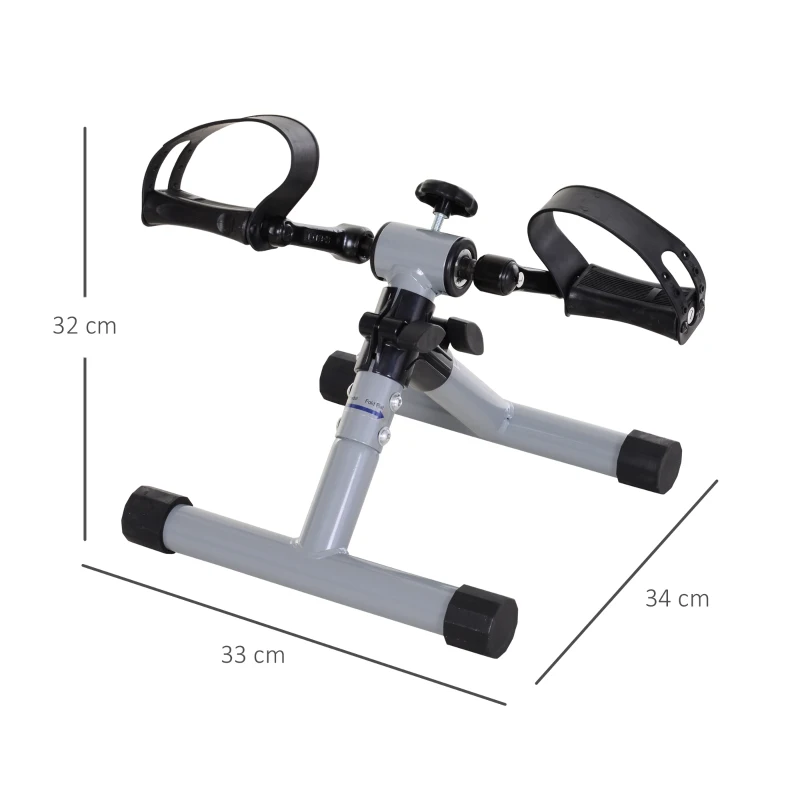 HOMCOM Mini Heimtrainer Beintrainer Fitness Pedaltrainer Armtrainer faltbar Mini-Bike stufenloser Widerstand für Hilfsrehabilitation und Mobilität Stahl Silbergrau 33 x 34 x 32 cm