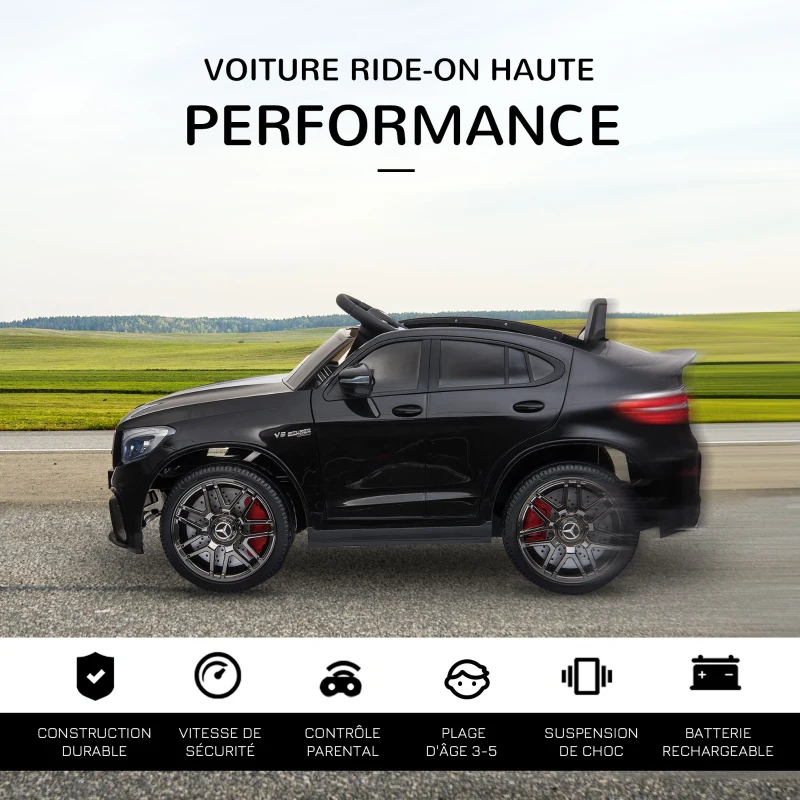 HOMCOM Voiture véhicule électrique Enfants 12 V 35 W V. 3-5 Km/h télécommande Effets sonores + Lumineux Noir Mercedes GLC AMG(m-5)