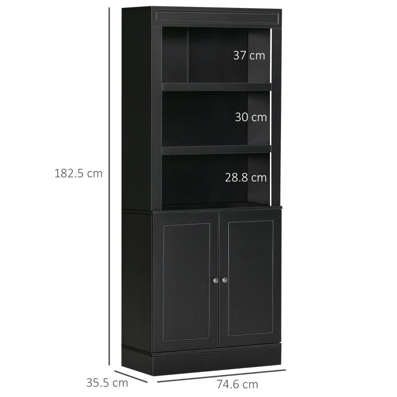HOMCOM Credenza Cucina in Legno con Ripiani e Armadietto 2 Ante con Mensole Regolabili, 74.6x35.5x182.5cm