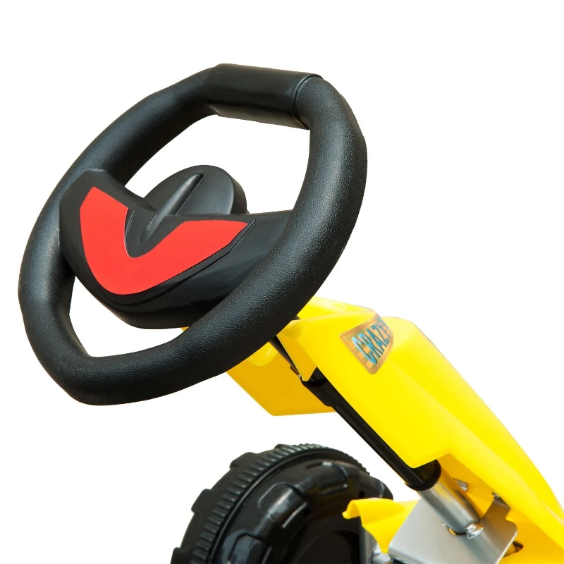HOMCOM Go Kart Coche de Pedales Deportivo de Acero con Frenos para Niños de 3-5 Años 88x51x48cm Color Negro y Amarillo