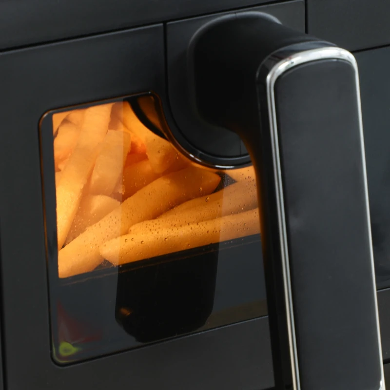 HOMCOM Friggitrice ad Aria con 2 Cestelli Indipendenti e 8 Menù, in Acciaio e PP, 38.5x38x30.5 cm, Nero