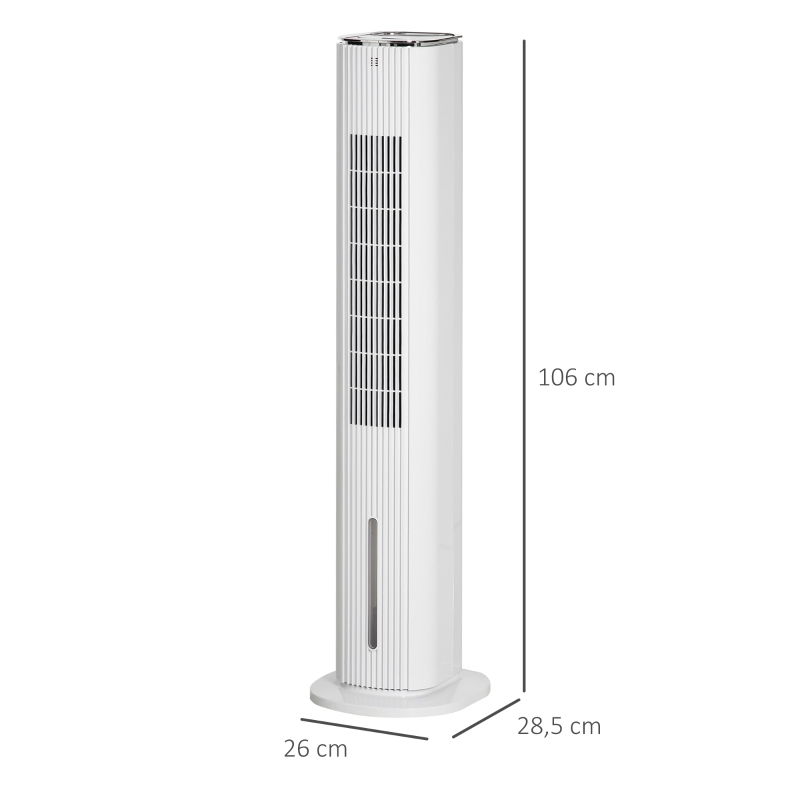 HOMCOM Rafraîchisseur d'air/ventilateur colonne/humidificateur/purificateur 4 en 1 - oscillant - timer, 3 modes, 3 vitesses - télécommande réservoir 5L avec 4 blocs réfrigérants