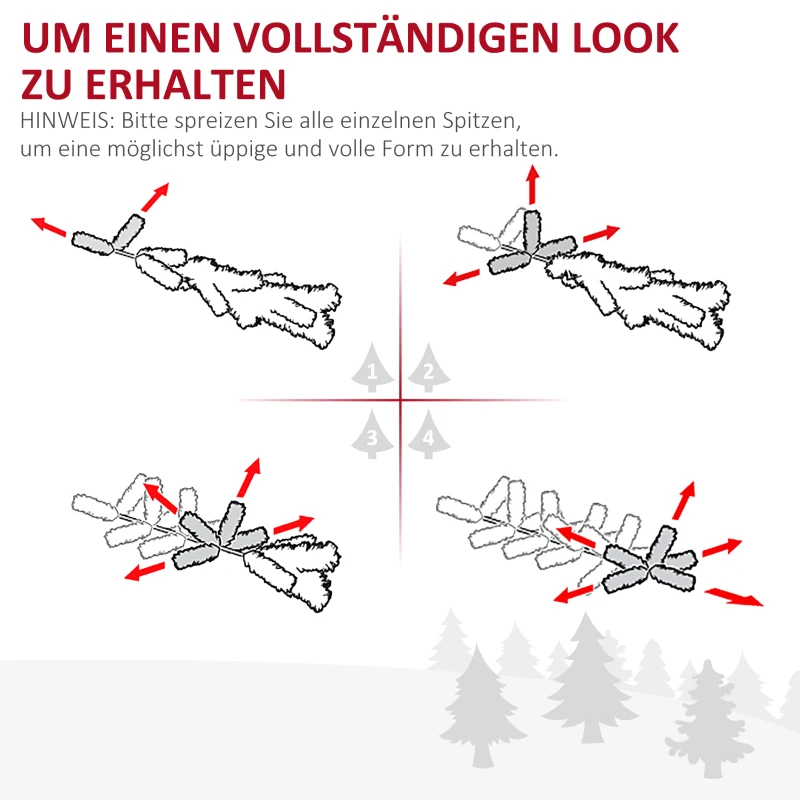 HOMCOM Weihnachtsbaum künstliche Künstliche Tanne Christbaum, inkl Ständer Weihnachtsstern 1,5 m, Grün