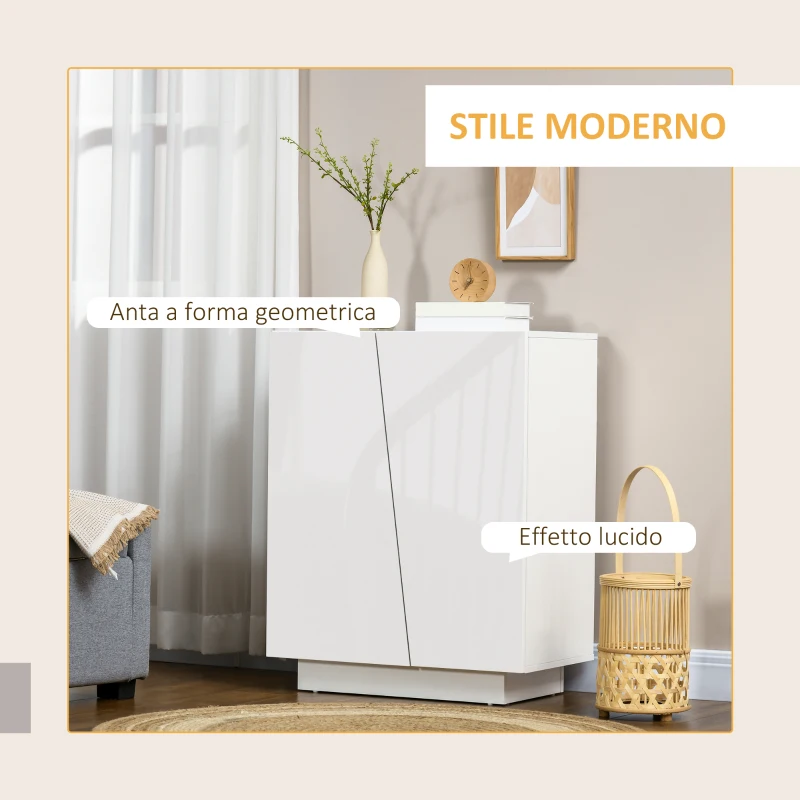 HOMCOM Mobiletto Multiuso in Truciolato Bianco a 3 Livelli con Ripiano Regolabile su 3 Livelli, 70x40x88 cm