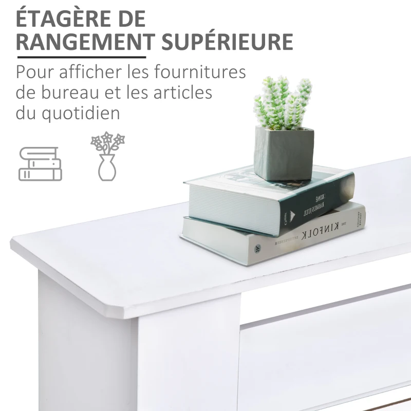 HOMCOM Cache-radiateur Design Contemporain Longueur Extensible 139-208,5 x 20,5 x 82,5 cm MDF Blanc