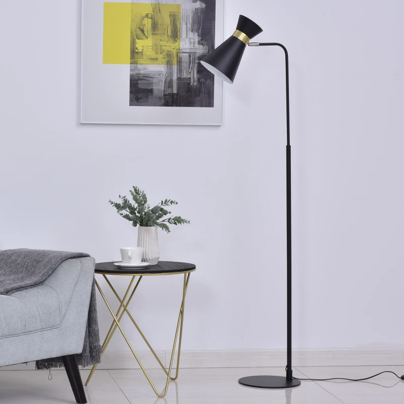 HOMCOM Lampada da Terra in Stile Vintage Industriale per Soggiorno o Camera da Letto Nera 39x25x147cm