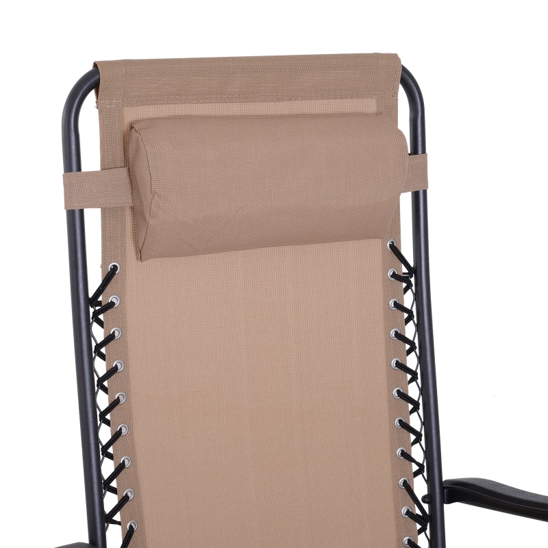 Outsunny Tumbona Plegable de Jardín Silla Gravedad Cero Sillón de Playa Relajante Texteline Marco Acero Carga 120kg 90x65x110 cm Beige