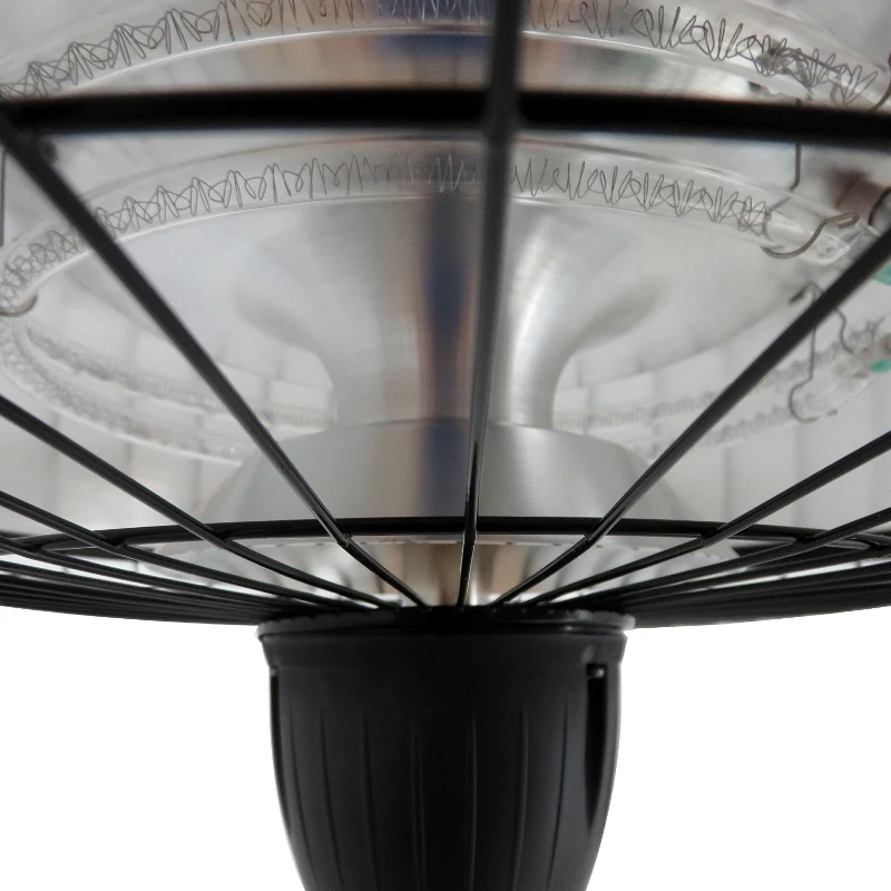 HOMCOM Chauffage radiant suspendu Ø 48 x 35H cm 2 tubes 1000/2500 W chaine + mousqueton intégrés noir