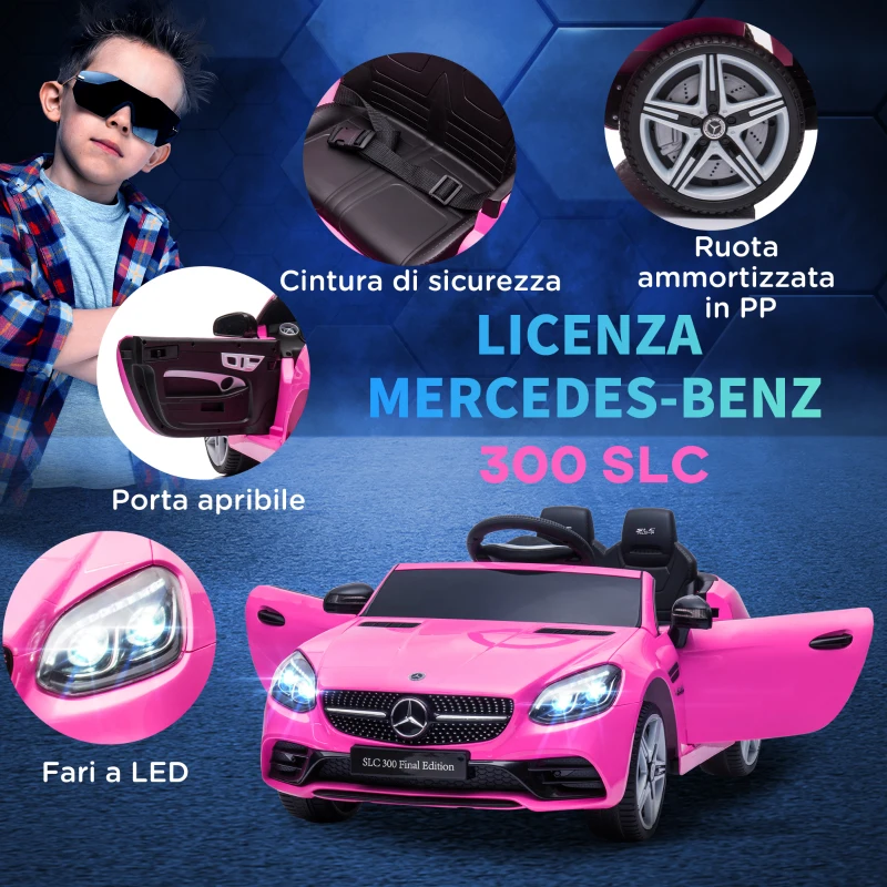AIYAPLAY Macchina Elettrica per Bambini 3-6 Anni con Luci LED, Effetti Sonori e Telecomando, 107x62.5x44 cm, Rosa