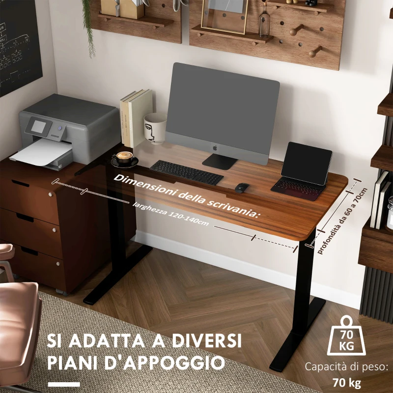 Vinsetto Struttura Scrivania Elettrica Regolabile in Altezza con Modalità Defaticante, 110x60x71-116 cm, Nero