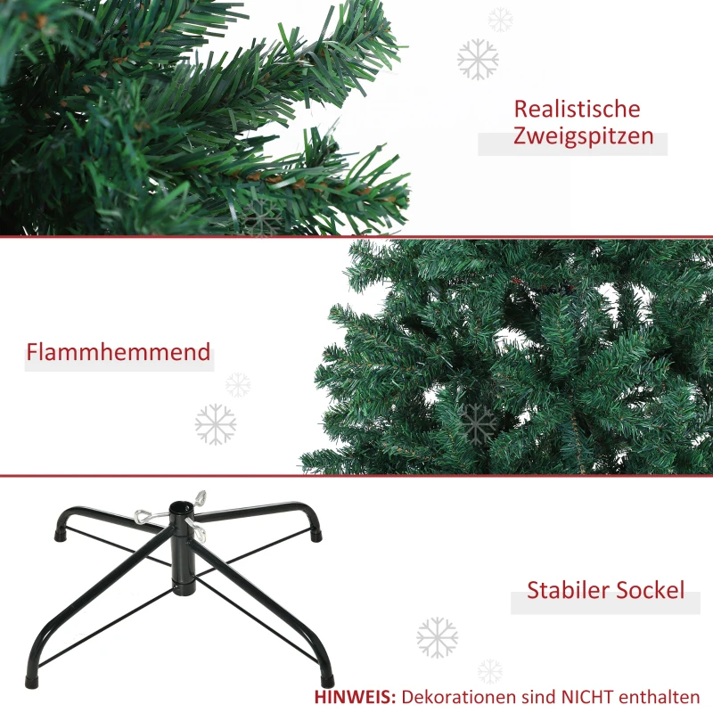 HOMCOM Weihnachtsbaum Christbaum Kunsttanne, 1,8 m, inkl. Ständer, Ø85 cm x 180 cm, Grün
