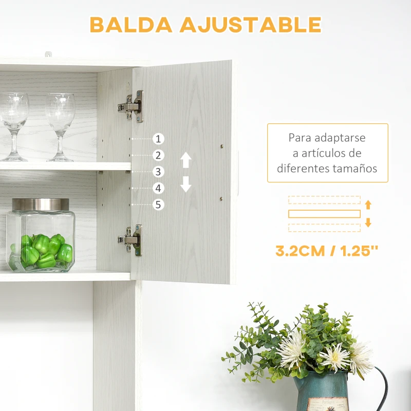 HOMCOM Armario de Cocina con 1 Cajón Estante Ajustable y Estante Abierto Estilo Moderno Antivuelco 71x41x178 cm Blanco