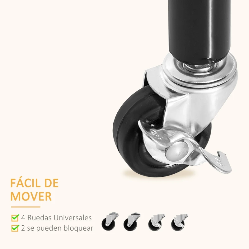 HOMCOM Burro para Ropa con Ruedas Perchero Burro para Ropa Metálico para Entrada Pasillo Dormitorio 150x60x170 cm Negro