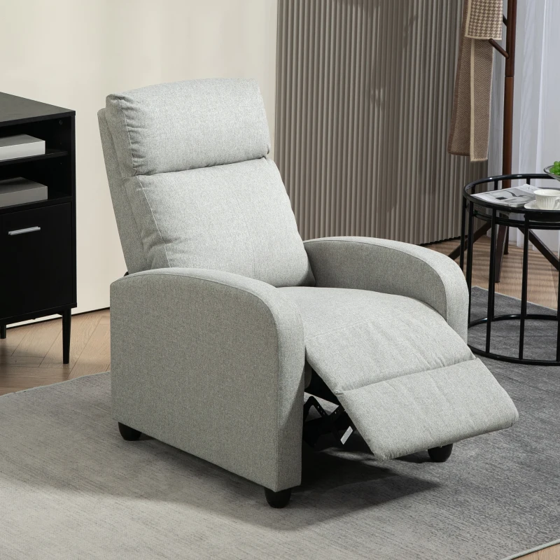 HOMCOM 135° Push Back Recliner Armchair, with Footrest - Grey