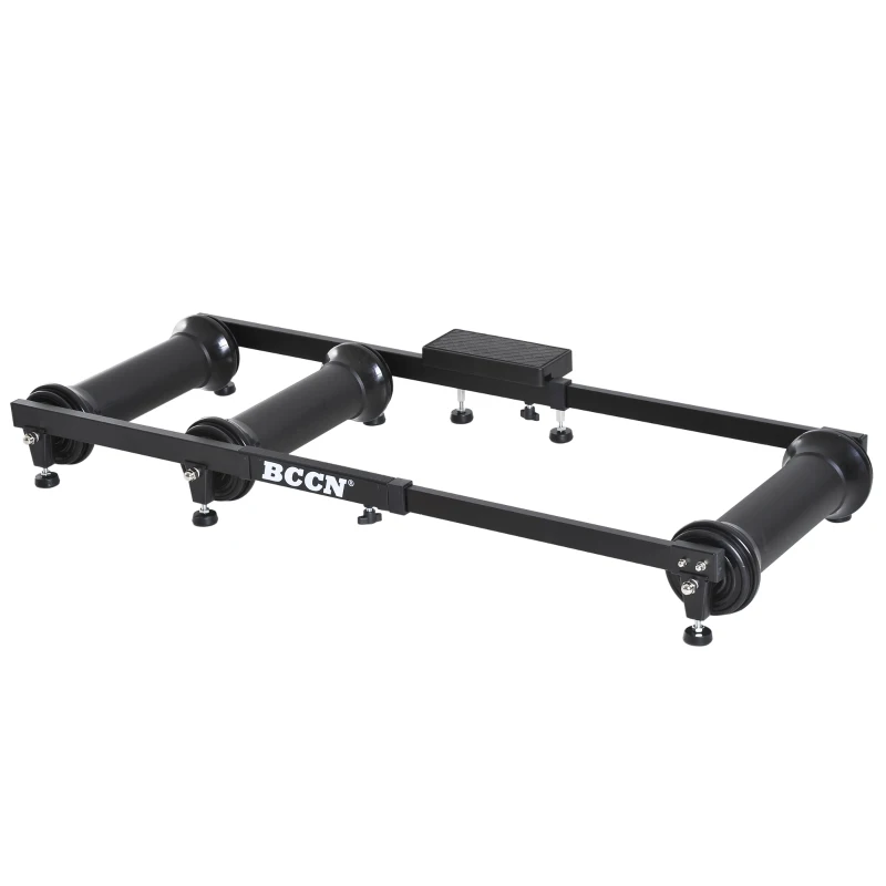 HOMCOM Rullo per Bicicletta Portatile Allenamento Fitness da Casa, Supporto Bici da Terra con Lunghezza Regolabile 49x16x82-137cm