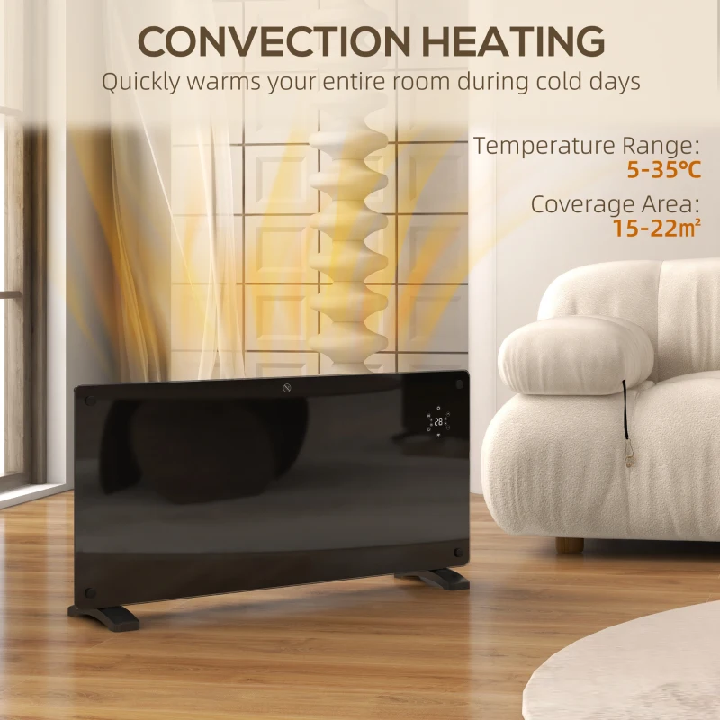 HOMCOM 2000W 5-35℃ Smart Control Heater - Black