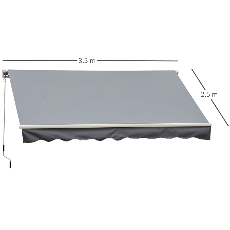 Outsunny Store banne Manuel rétractable Angle Réglable Aluminium Polyester imperméabilisé 3,5 x 2,5 m gris clair