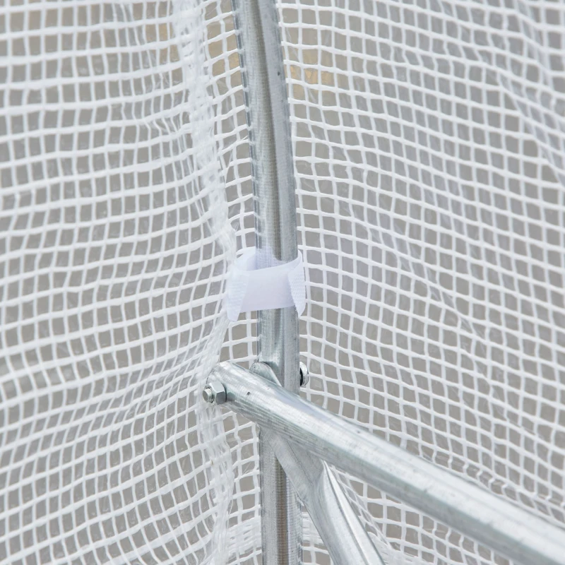 Outsunny Invernadero de Jardín 4x2x2 m Tipo Túnel con 6 Ventanas Transpirables y Puerta Enrollable con Cremallera Huerto para Cultivo Plantas Verduras Blanco