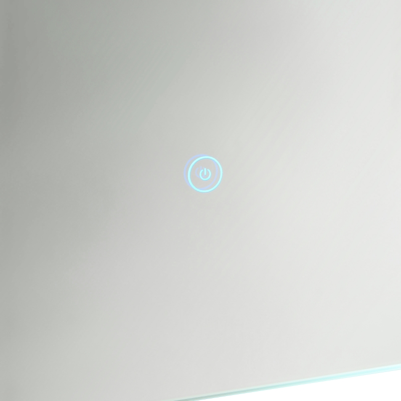 kleankin Espejo de Baño con Luz LED con Función de Antivaho Marco de Aluminio e Interruptor Táctil 70x50 cm Plata