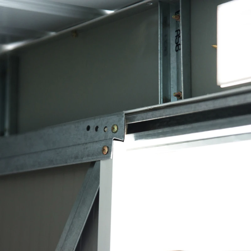 Outsunny Metall Gerätehaus 6,3m³ 280x130x172cm Geräteschuppen mit Pultdach Schiebetür wetterfest Gartenhaus Outdoor Garten Schuppen Schrank für Hinterhof Außenbereich Anthrazit, Dunkelgrün