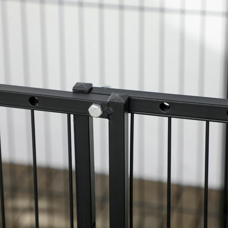 PawHut Welpenauslauf, Welpengitter, verriegelbare Tür, 6 Paneele, größenverstellbar von  82,5 cm - 150 cm, Schwarz