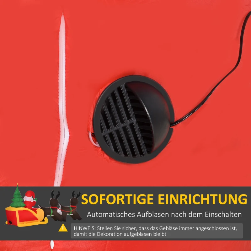 HOMCOM Aufblasbarer Weihnachtsmann Outdoor Weihnachtsdekoration, 2 m, Santa Claus, inklusive Gebläse, Mehrfarbig