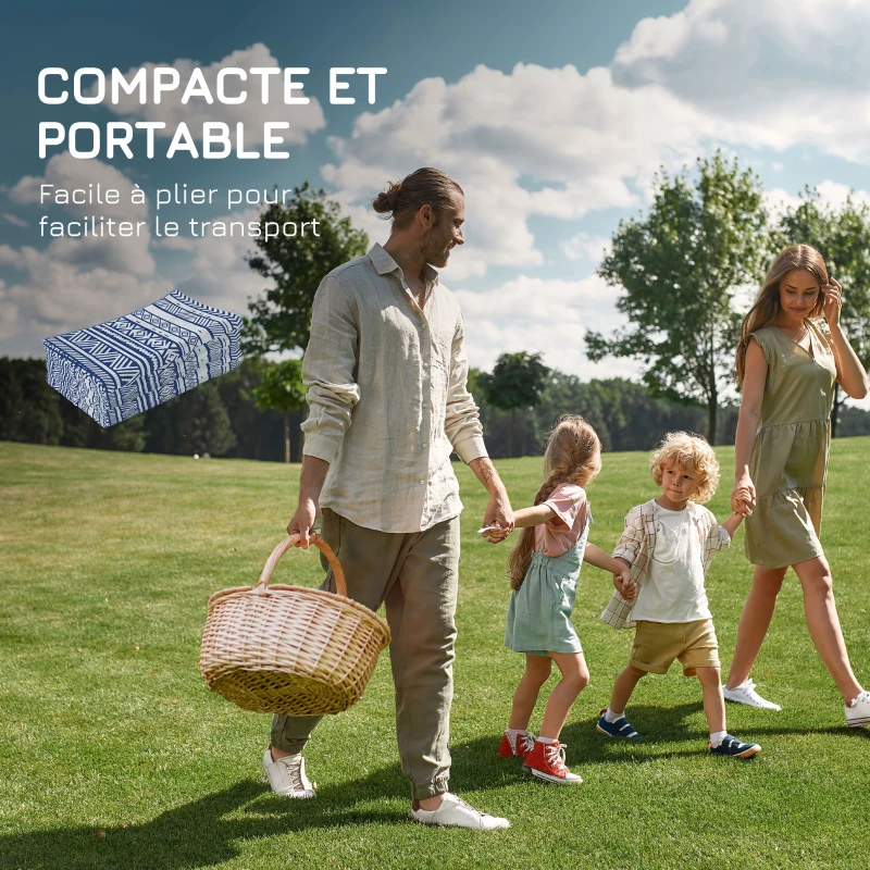 Outsunny Tapis extérieur Style Graphique - Tapis réversible 2 Motifs - dim. 2,74L x 1,82l m - PP Haute densité 310 g/m²