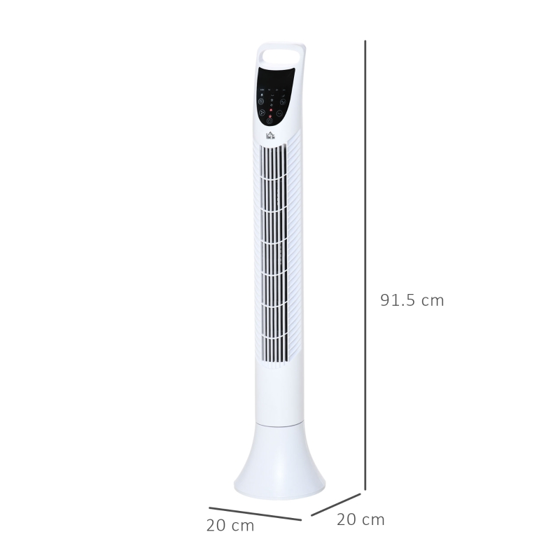 HOMCOM 36'' Freestanding Tower Fan, 3 Speed 3 Mode, 7.5h Timer, 70 Degree Oscillation, LED Panel, 5M Remote Controller, White