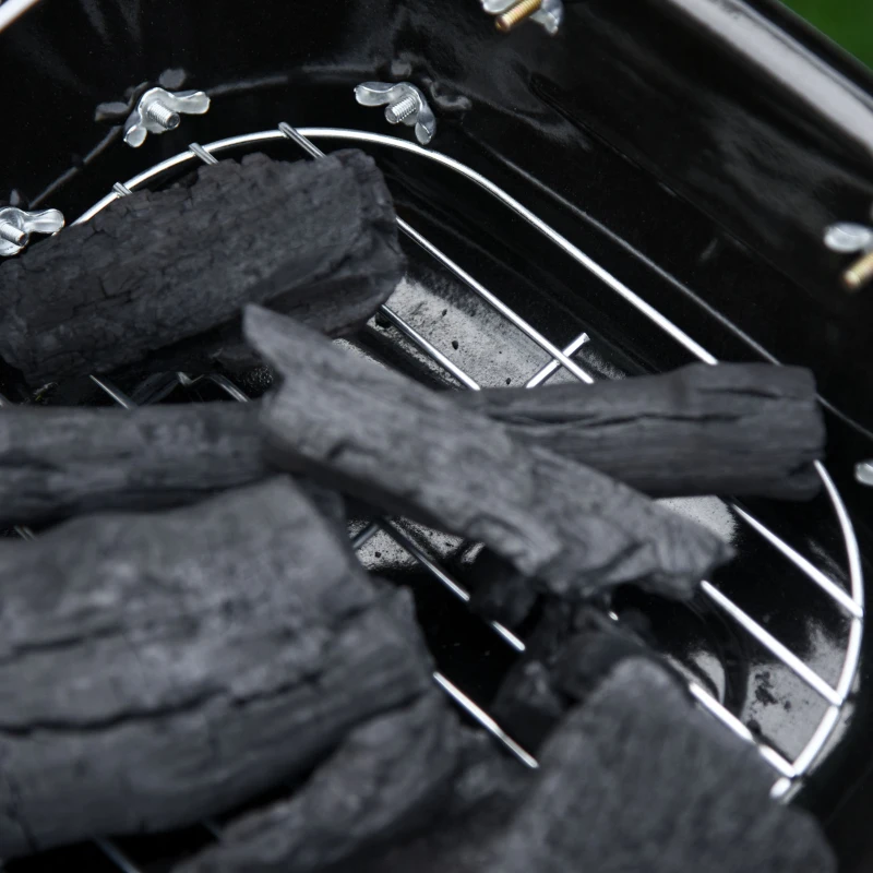 Outsunny Klappgrill Kohlegrill Standgrill tragbar Tischgrill Garten BBQ Metall Schwarz 59 x 43 x 39 cm