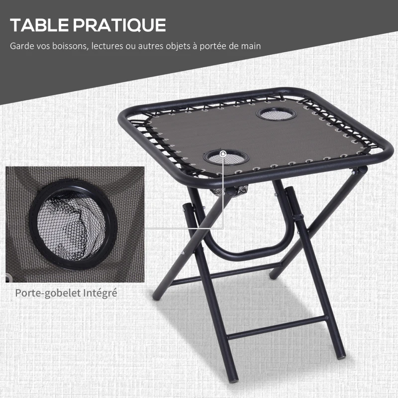 Outsunny Lot de 2 chaises Longues Pliables zéro de gravité Dossier inclinable Table d'appoint Acier Gris