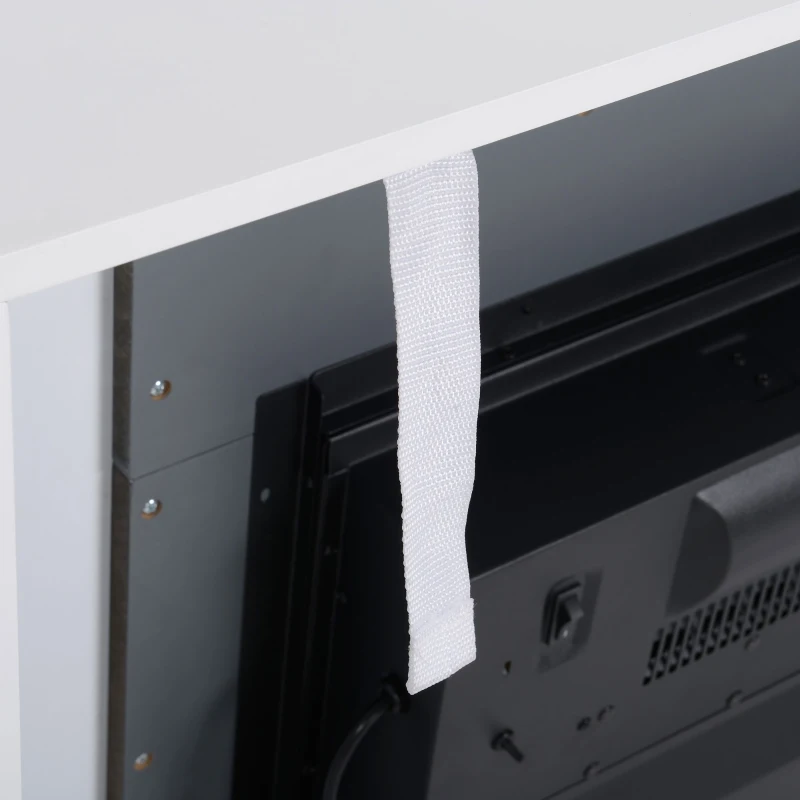 HOMCOM LED Elektrokamin Standkamin Kaminofen mit Flammeneffekt 1800/2000W Innenraumheizung mit Holzrahmen Dekokamin MDF Weiß 113 x 26,6 x 87,5 cm