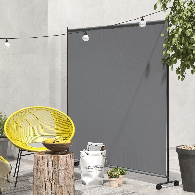 Outsunny 183 x 181cm Outdoor Privacy Screen, with Wheels - Dark Grey