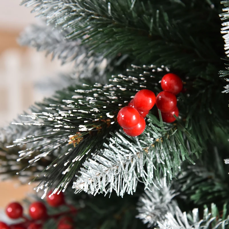 HOMCOM Árbol de Navidad Artificial 180 cm con 539 Ramas 51 Bayas Hojas de PVC Decoración Navideña para Interiores Verde