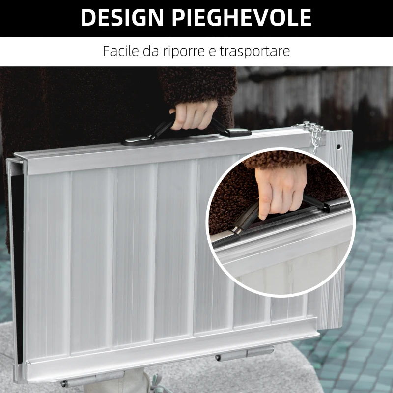 HOMCOM Rampa per Sedia a Rotelle in Alluminio Ripiegabile (61 x 72cm)