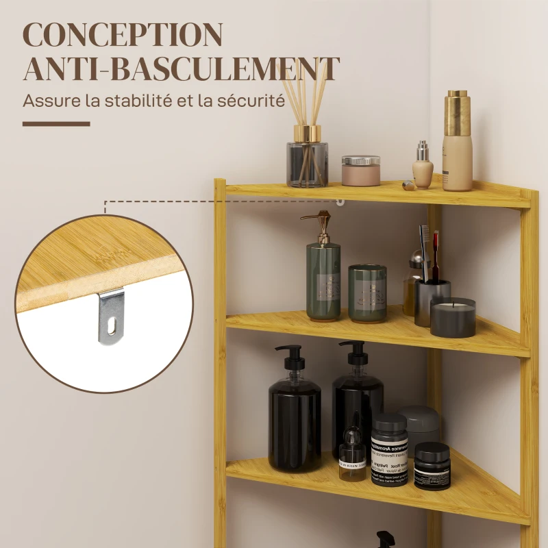 HOMCOM Meuble étagère de rangement 4 niveaux sur pieds en bambou - étagère salle de bain - dim. 37L x 34l x 79,5H cm