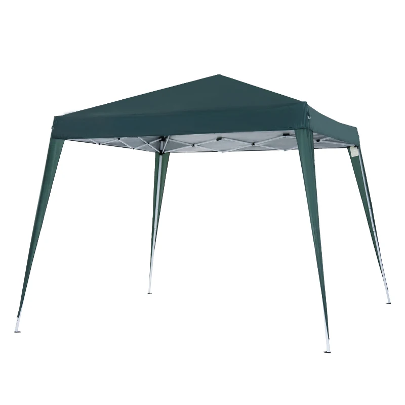 Outsunny Gazebo Pieghevole da Giardino 2.4x2.4m con Struttura in Acciaio e Corde Antivento, Verde