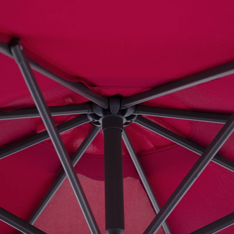 Outsunny Parasol déporté octogonal à manivelle inclinable manivelle avec Pied en Acier diamètre 3 m Rouge