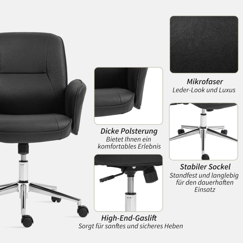 Vinsetto Bürostuhl, höhenverstellbar, atmungsaktiver Bezug, Wippfunktion, bis 120 kg, Schwarz(m-7)
