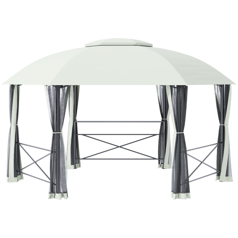 Outsunny Gartenpavillon Pavillon 4 x 5 m Festzelt Partyzelt wetterfest  wasserabweisend Zelt mit Seitenwnden und zweistufigem Dach Stahl +  Polyester Grau | Aosom.de