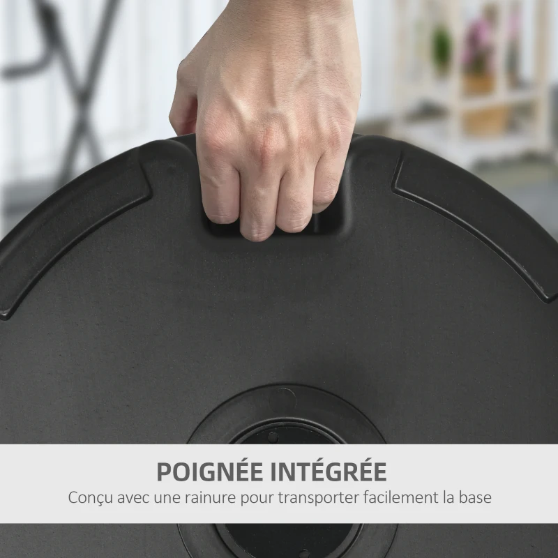 Outsunny Pied de parasol base de lestage à remplir de sable ou d'eau Ø 56 x 30,5H cm noir