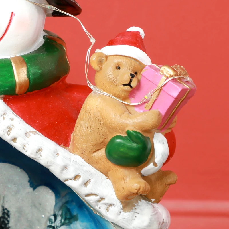 HOMCOM Weihnachtsdorf in Schneemann-Form mit fahrendem Zug, LED-Lichtern und Musik, festliche Tischdekoration, Mehrfarbig