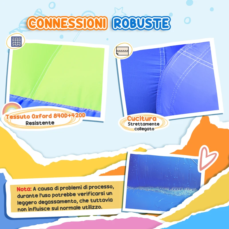 Outsunny Gioco Gonfiabile per Bambini 3-8 Anni con Borsa da Trasporto, 12 Paletti e Toppe Inclusi, 420x370x230 cm