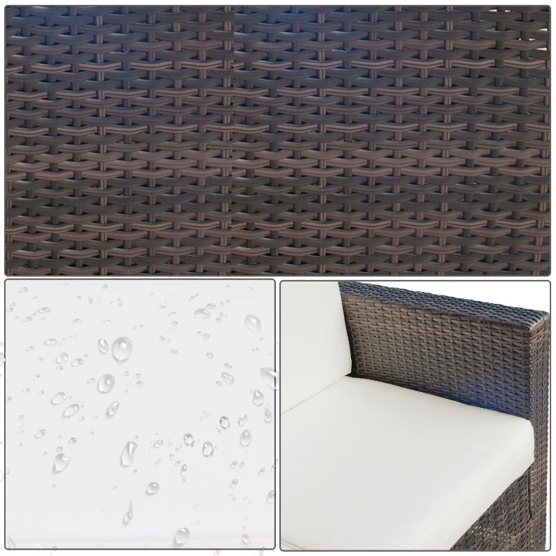 Outsunny Canapé de jardin 2 places canapé droit 4 coussins déhoussables 130L x 70l x 80H cm résine tressée chocolat