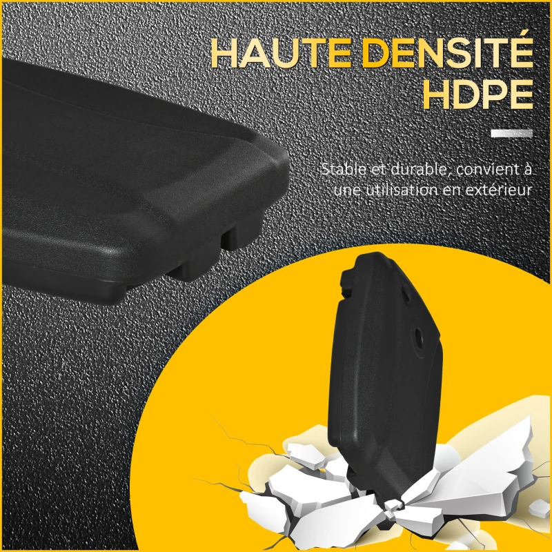 Outsunny Pied de parasol base de lestage avec roulettes en HDPE rempli d'eau ou de sable dim. 80L x 60l x 17H cm noir