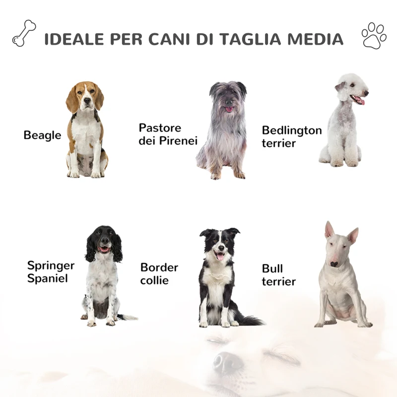 PawHut Cuccia per Cani Taglia Media con 2 Porta Ciotole, Box Esterno e Tetto in Bitume, 130x93x92cm
