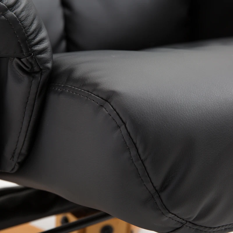 HOMCOM Poltrona Sedia Relax Reclinabile con Poggiapiedi in Pelle PU Nero