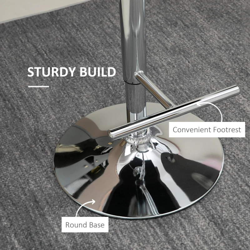 HOMCOM Bar Stools Set of 2, Modern Swivel & Adjustable Velvet Barstools with Button Tufted Back, Footrest, Nailhead Trim for Home Bar, Grey