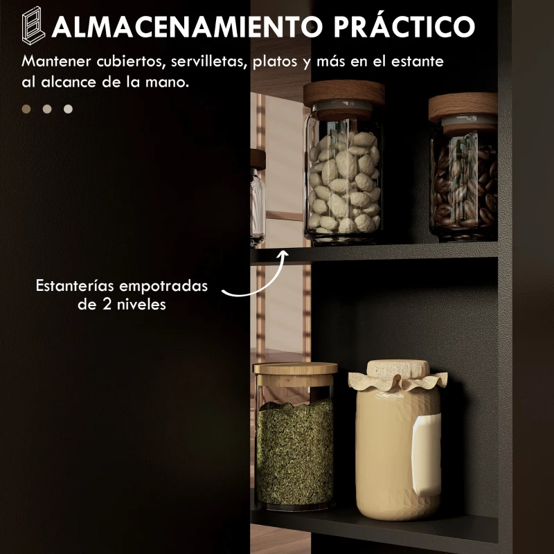 HOMCOM Mesa de Cocina Plegable con Ruedas 2 Estantes de Almacenaje y 2 Alas Abatibles Estilo Moderno 75x140x74 cm Natural